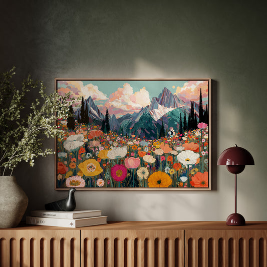 Alpine Meadows Bloom Under Peaks