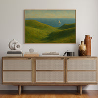 Sailboat Beyond the Green Hills