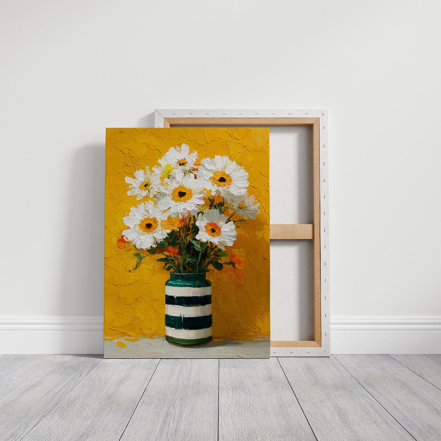 Tuesday Daisies in a Striped Vase