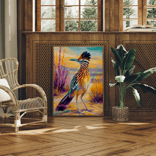 Desert Runner Wears Sunset Feathers