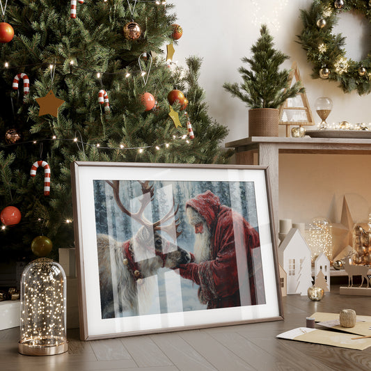 Reindeer Meets Winter's Gentle Friend