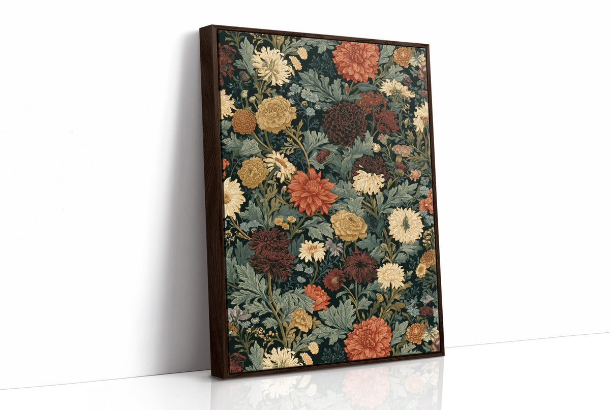 Midnight Chrysanthemum Floral Pattern