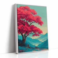 Red Tree, Blue Mountains, Still Morning
