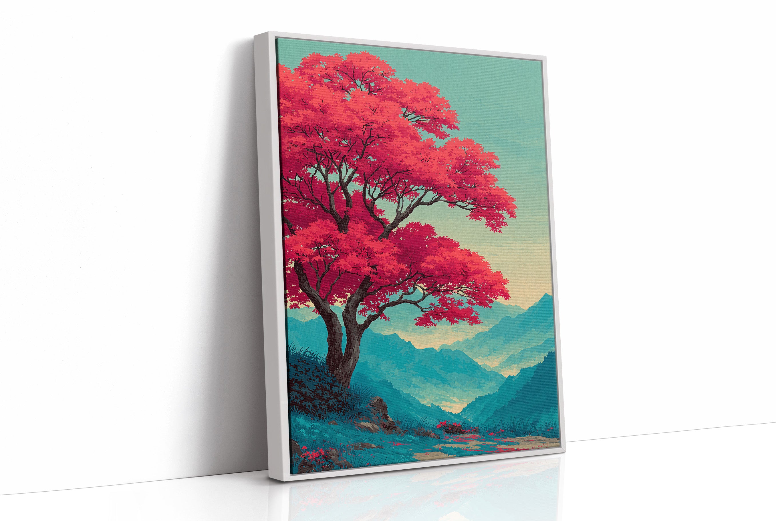 Red Tree, Blue Mountains, Still Morning