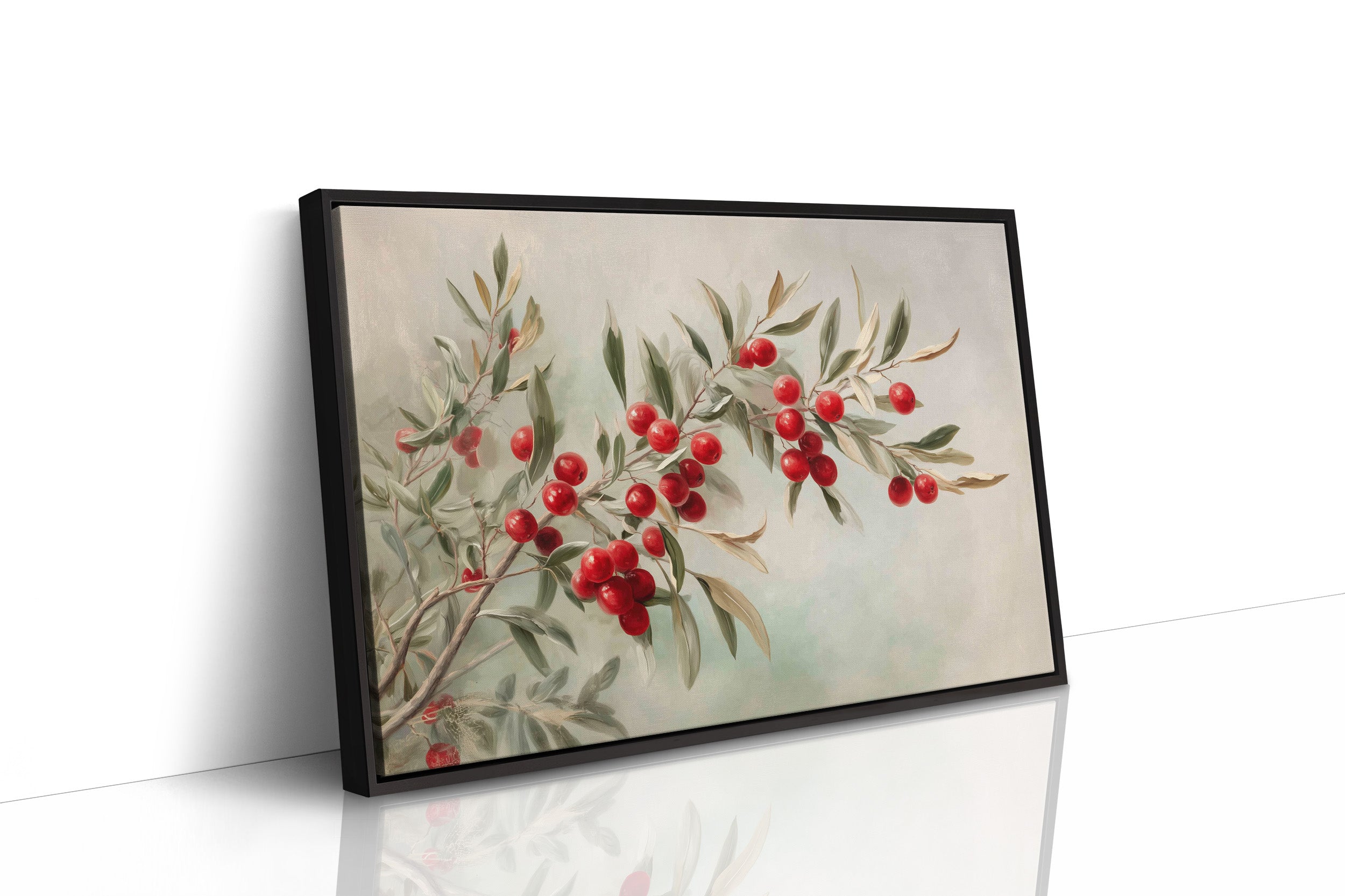 Crimson Berries on Silver Boughs