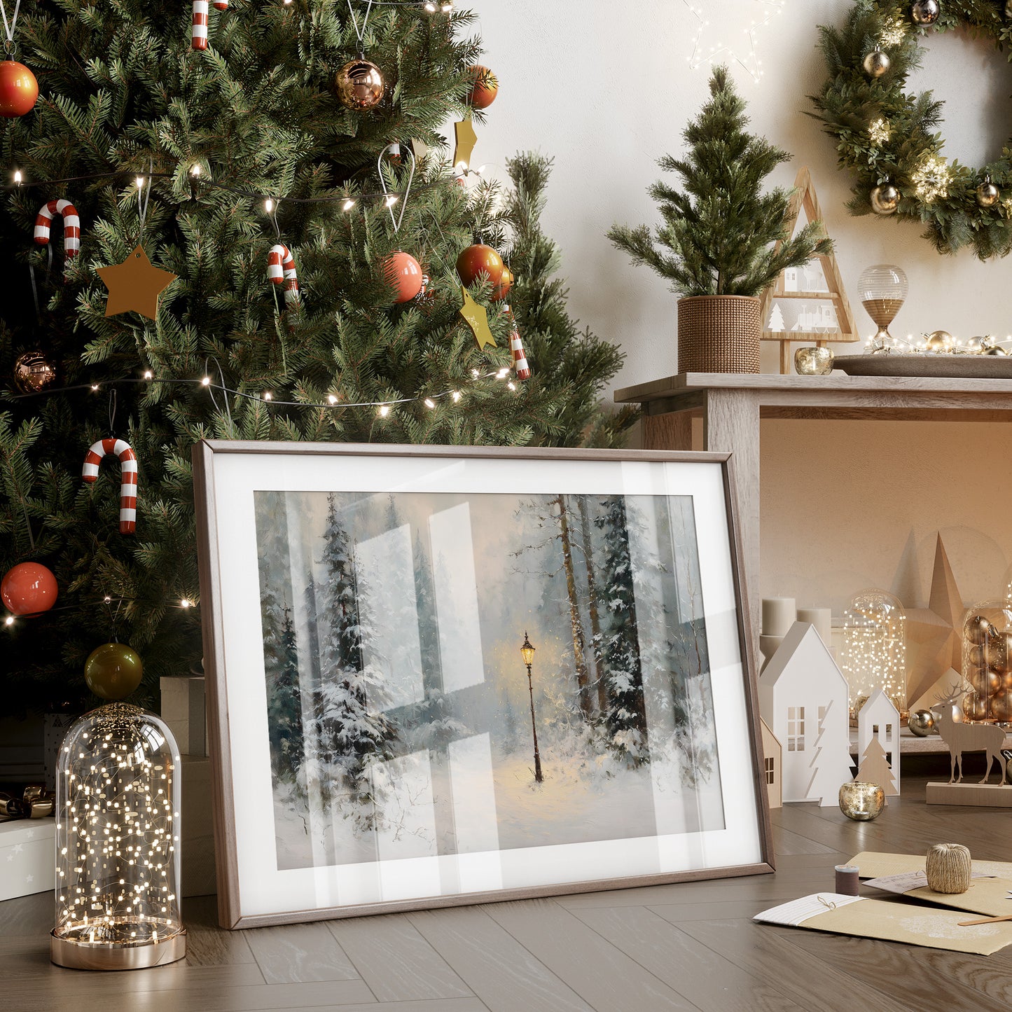 Lone Lamplight Guides Winter's Path