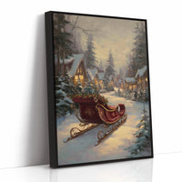 Sleigh Rests By Winter's Glowing Path