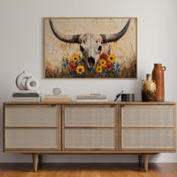 Longhorn Skull with Wildflowers