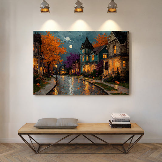 Autumn Glow on Cobblestone Lane