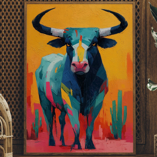 Turquoise Bull Meets Desert Dawn