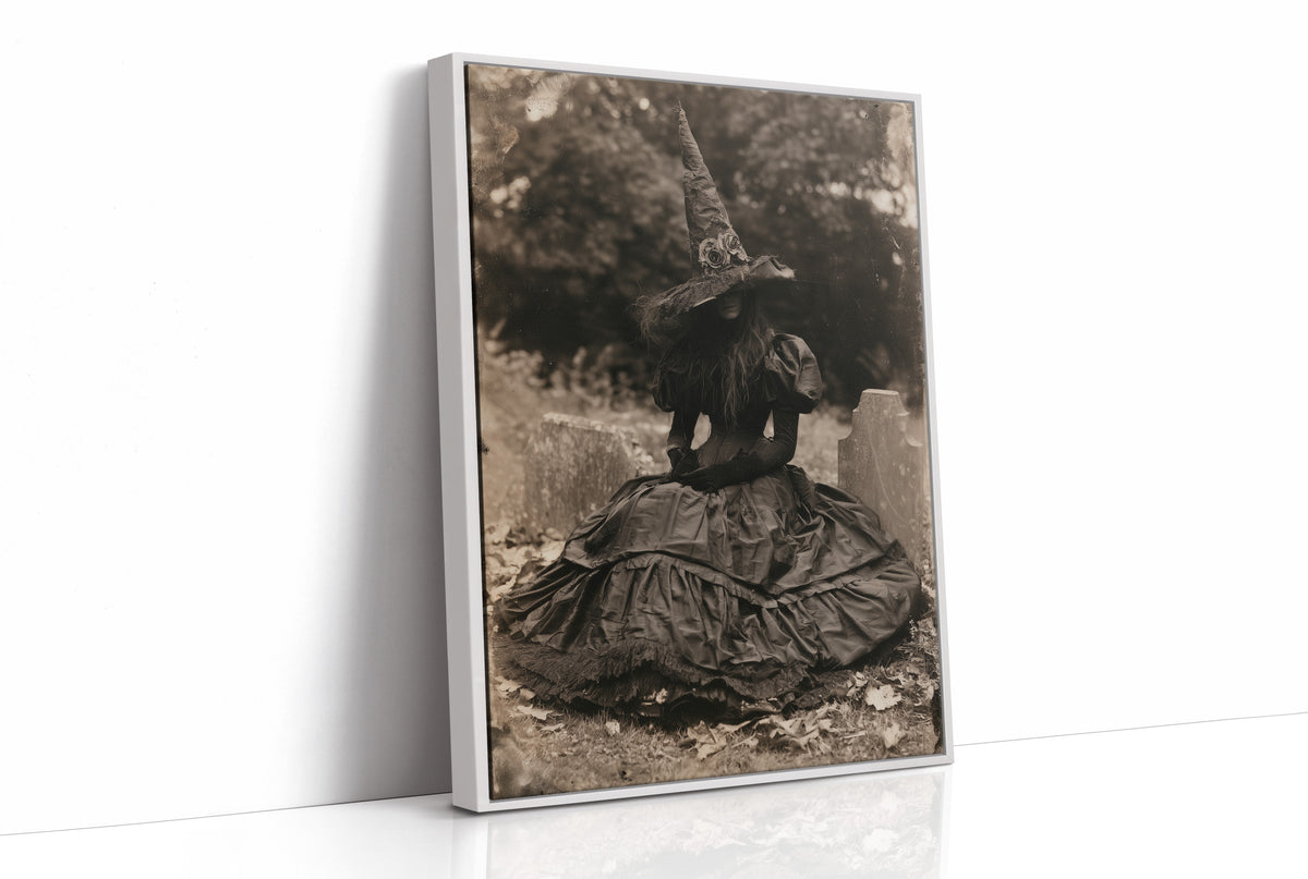 Resting Witch Face, print in a white frame
