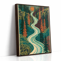Winding River Retro Forest Print