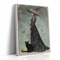 Bloom, Broom, And Feline Backup, print in a white frame