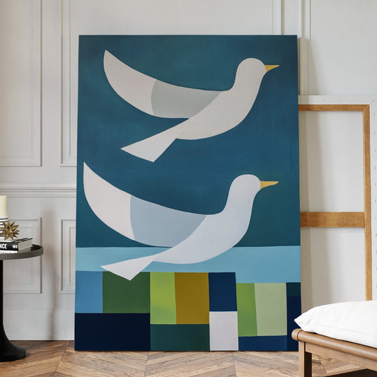 Peace Doves Above Geometric Fields