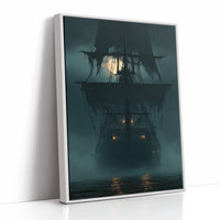 Ghost Ship Arriving Fashionably Late, print in a white frame