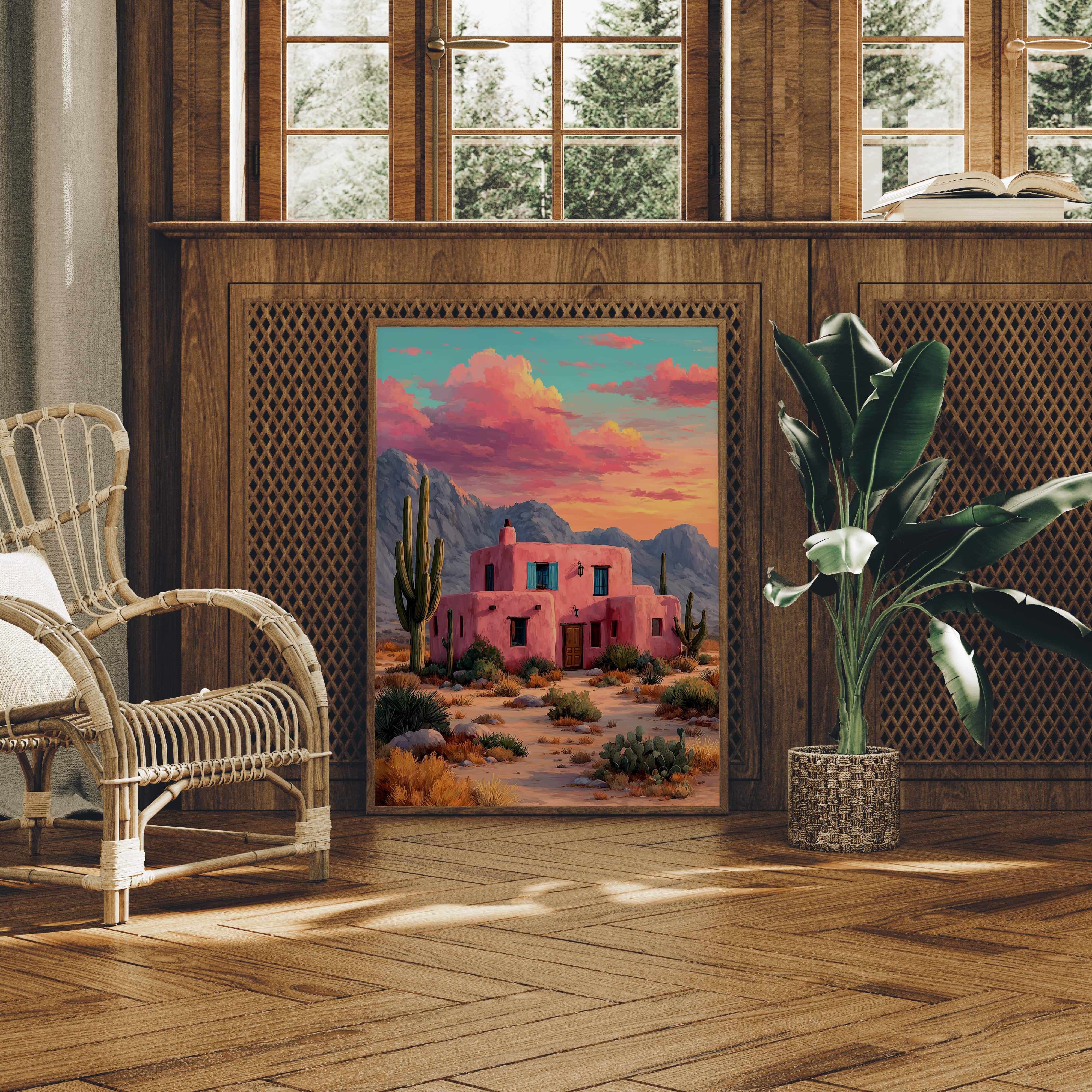 Pink Adobe Catches Desert Fire