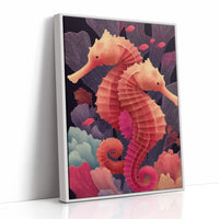 Seahorses Entwined in Coral