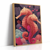 Seahorses Entwined in Coral