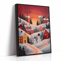 Winter Village Glows At Sunset