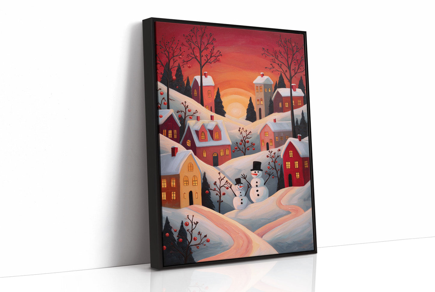 Winter Village Glows At Sunset