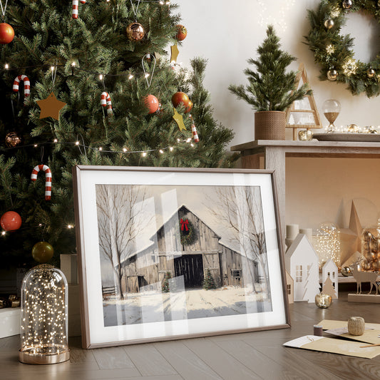 Winter Barn Wears Holiday Red