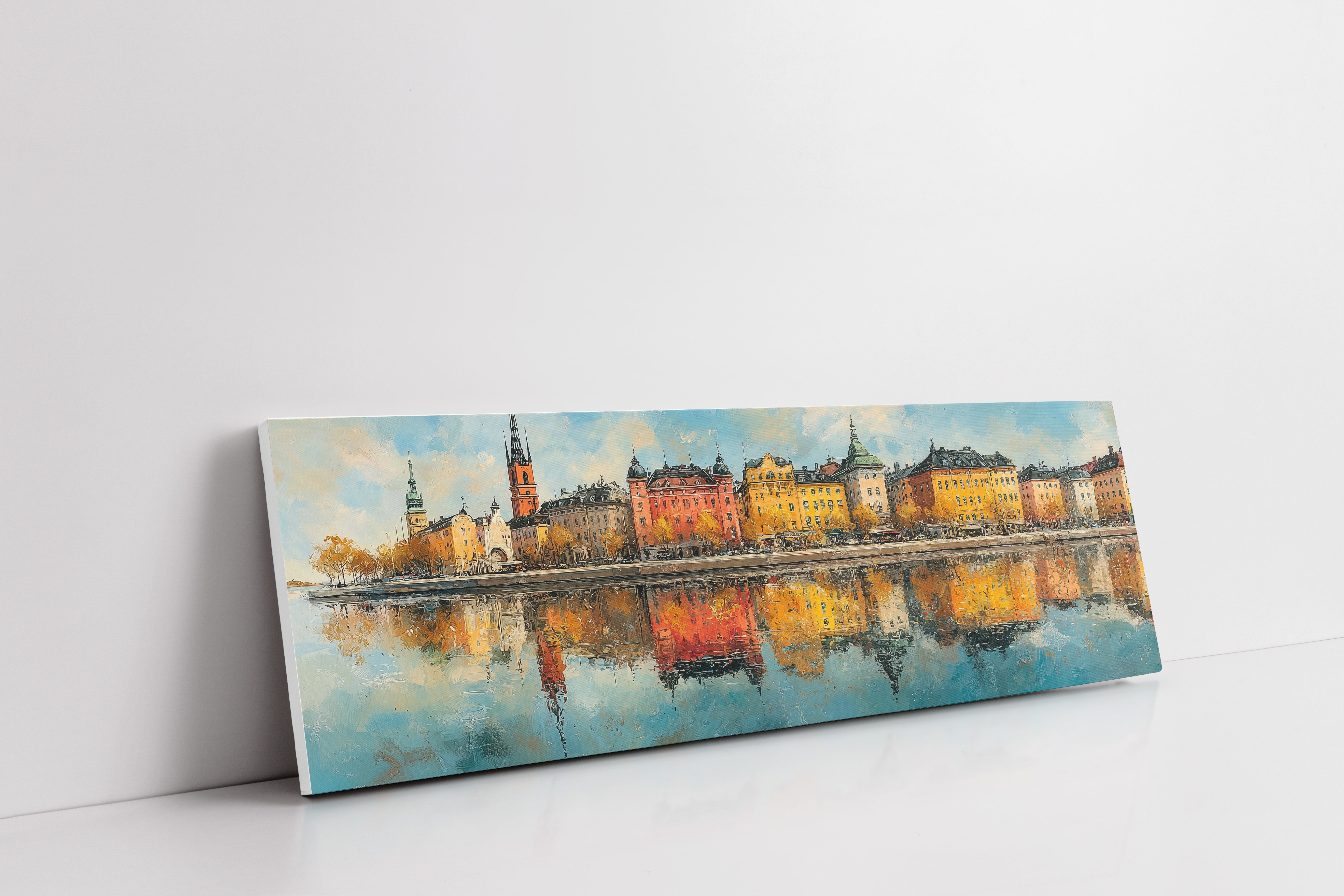 Colorful European Waterfront Reflections
