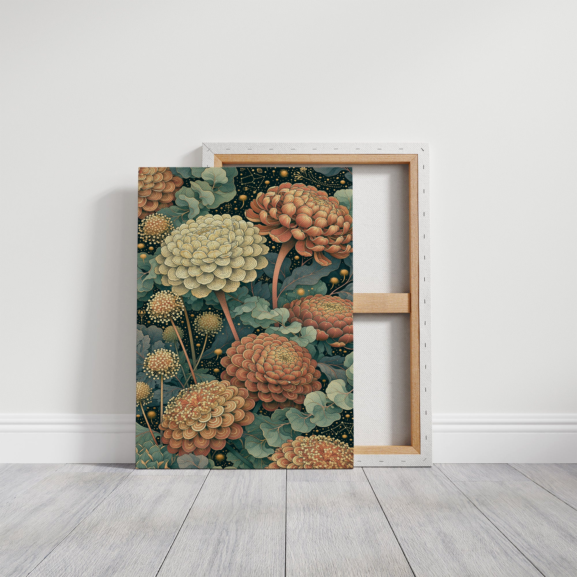 Coral Chrysanthemums Beneath the Constellations