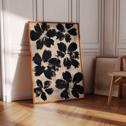 Japanese Ink Floral Print – Bold Brushstroke Blossom Wall Art