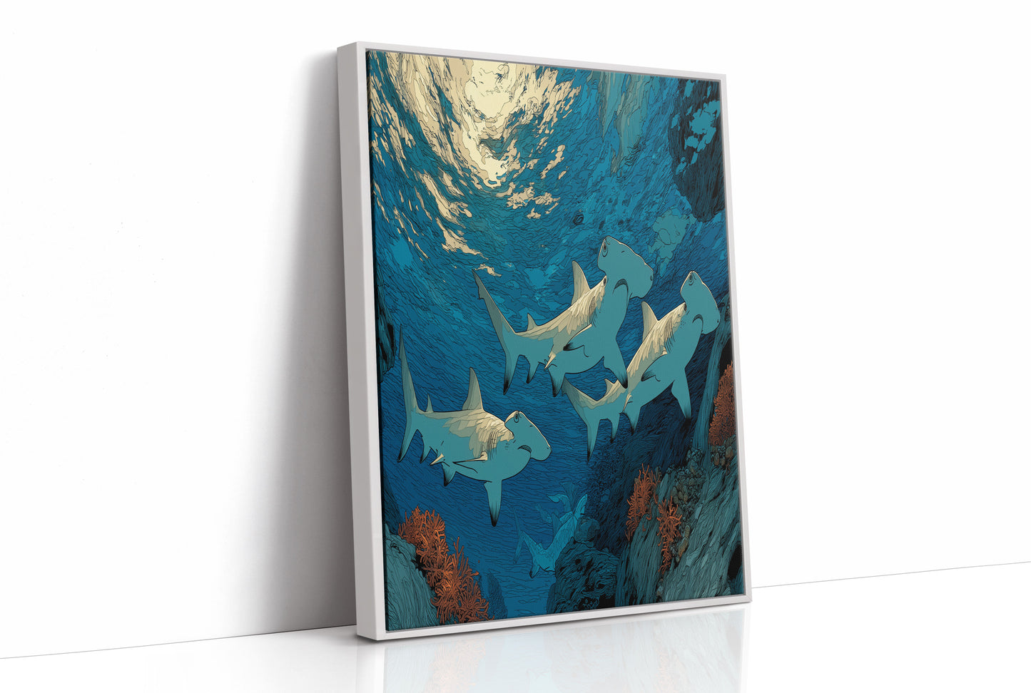 Hammerheads at the Reef Wall