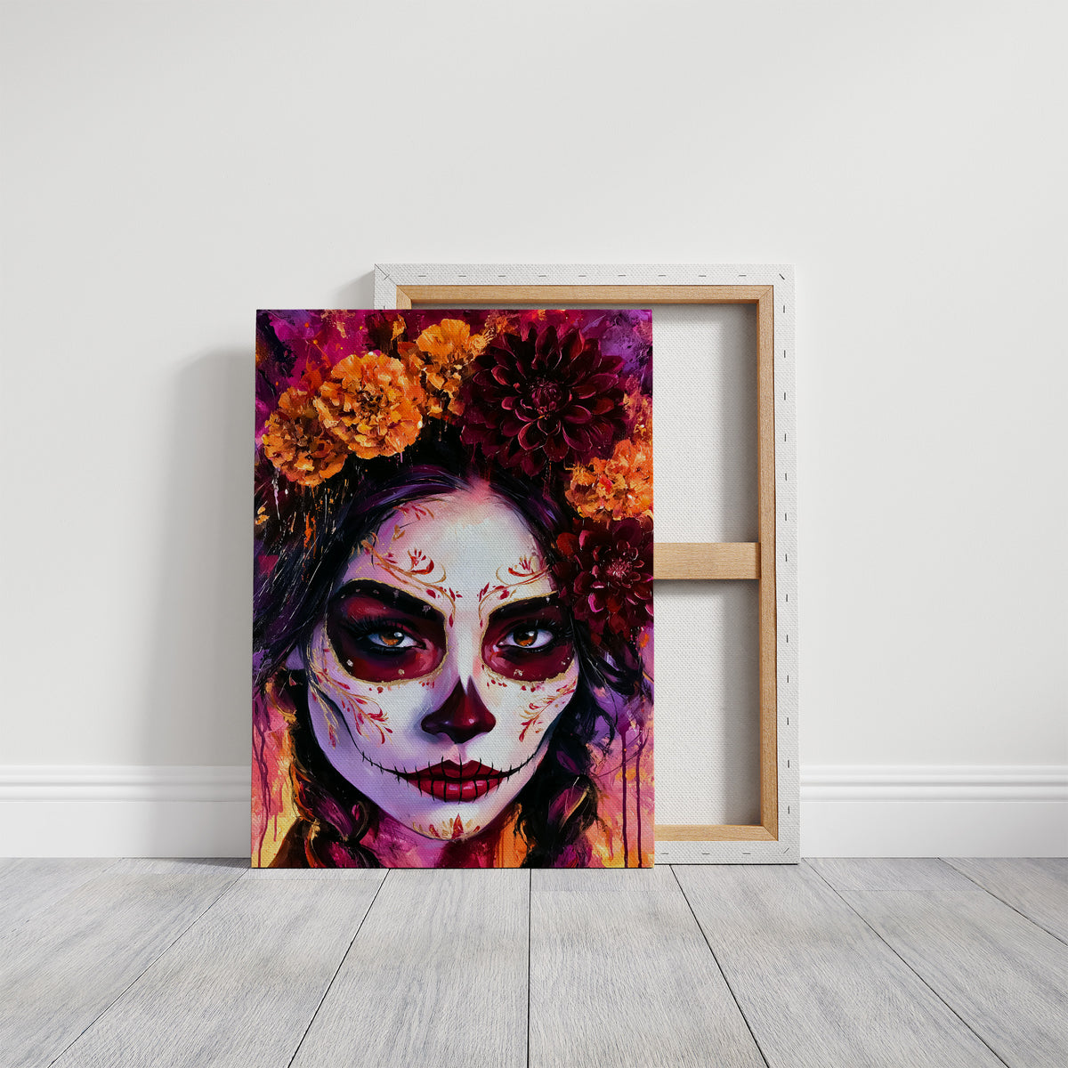 Sugar Skull in Marigold and Magenta