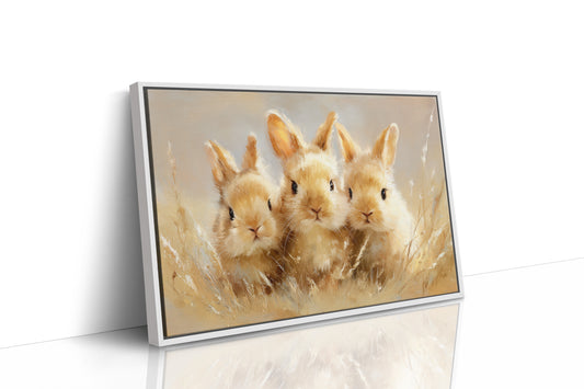 Curious Bunnies Dance Through Golden Grass