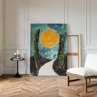 Moonlit Path Between Forest Giants