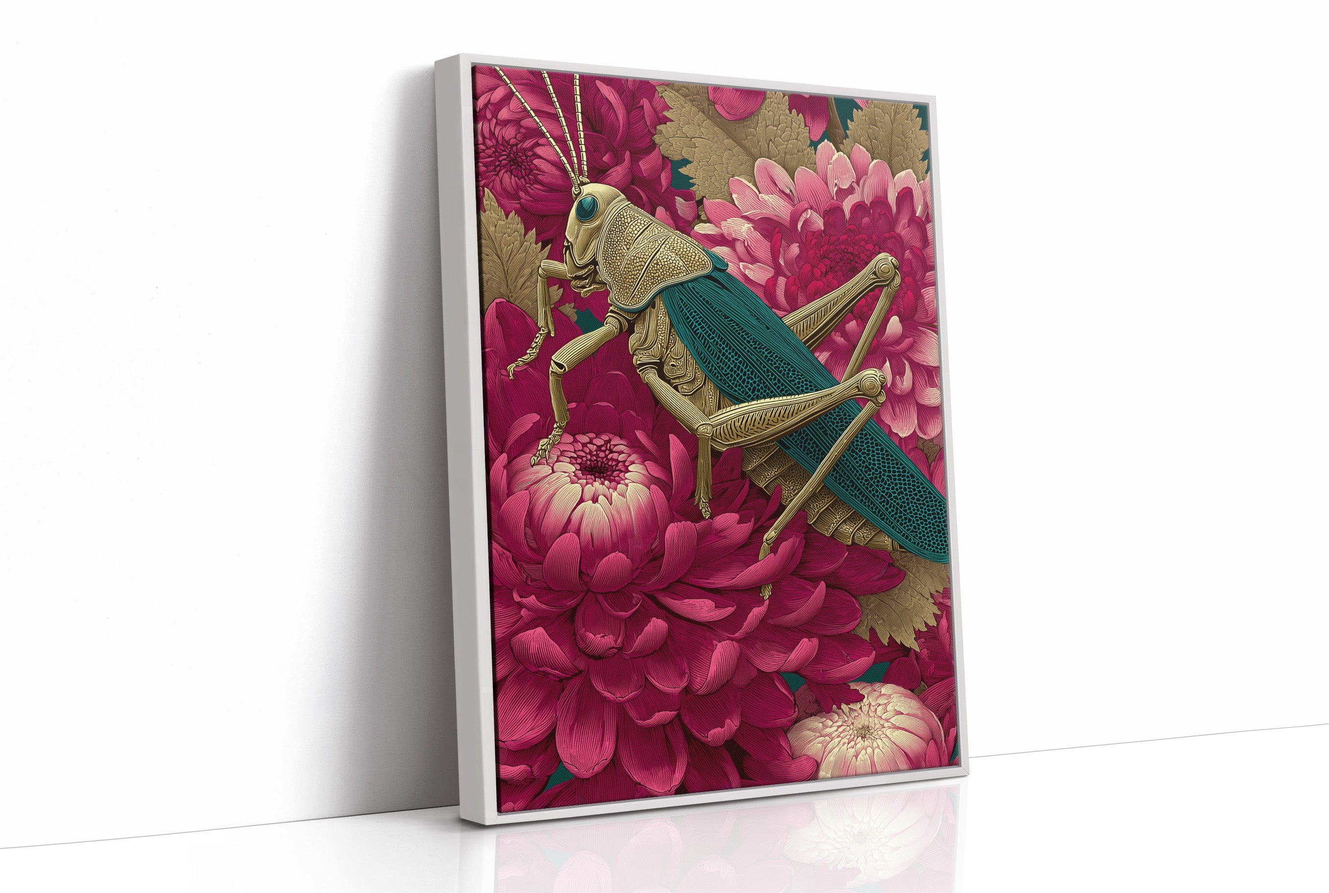 Grasshopper Among Chrysanthemums