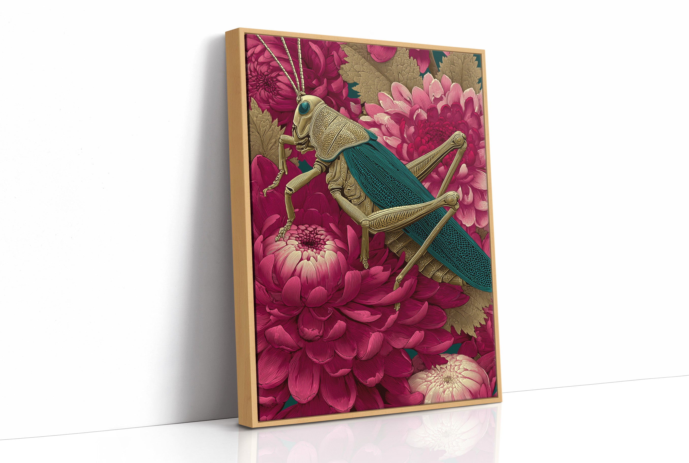 Grasshopper Among Chrysanthemums