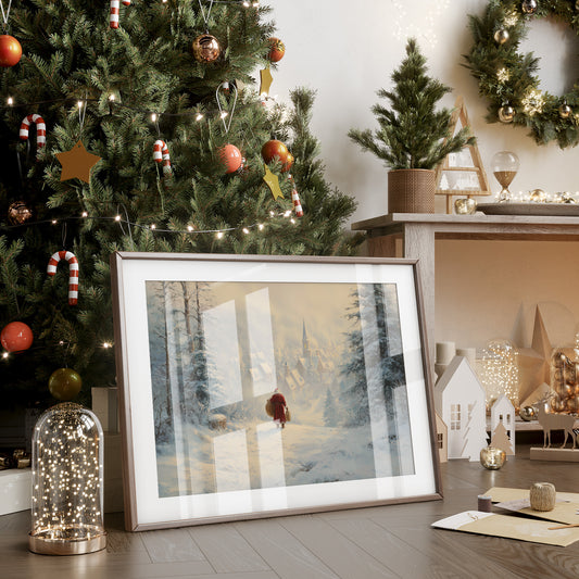 Snow Path Leads To Village Light