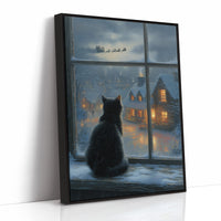 Black Cat Watches Santa's Flight