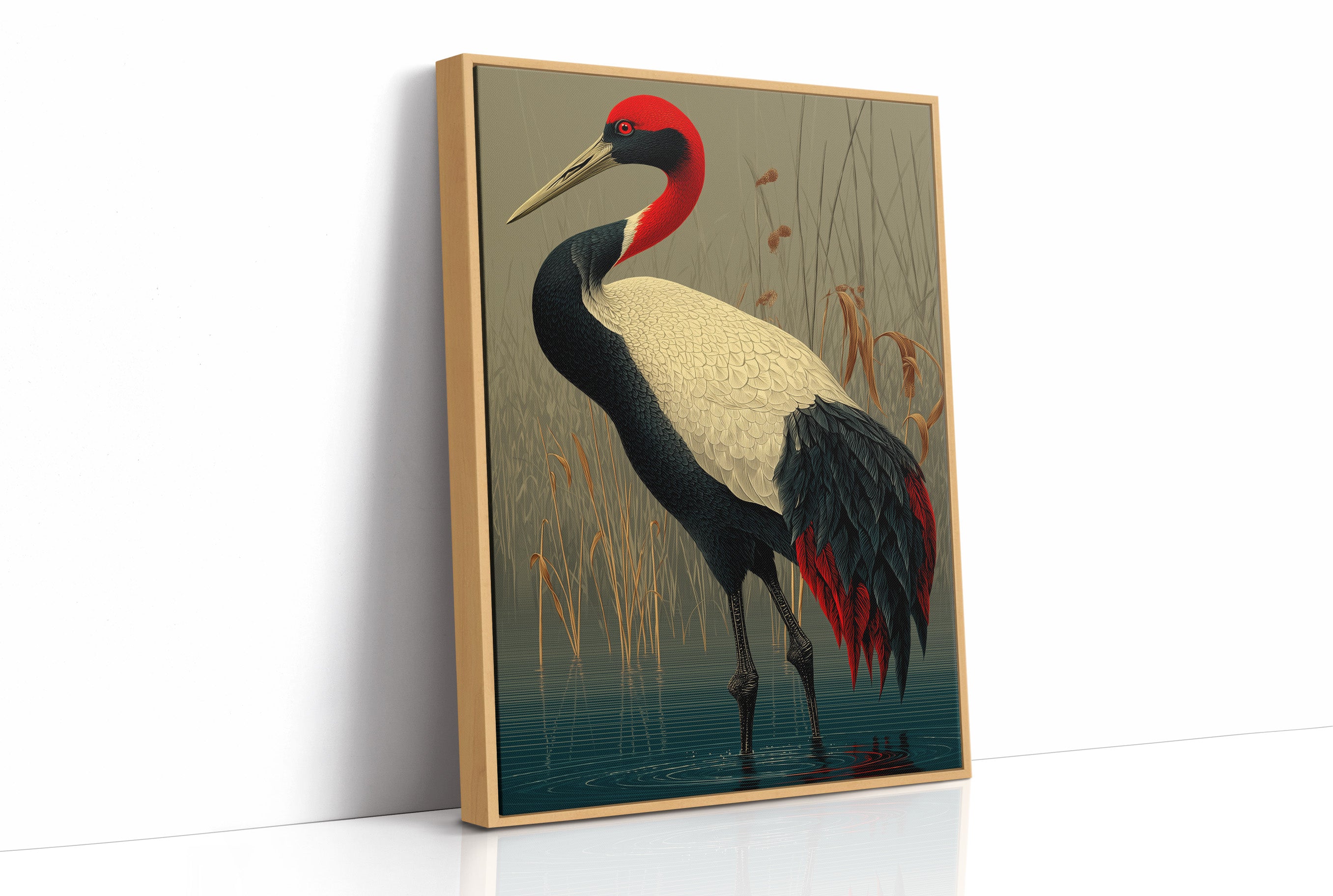 Crane in the Marsh Reeds