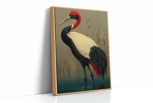Crane in the Marsh Reeds