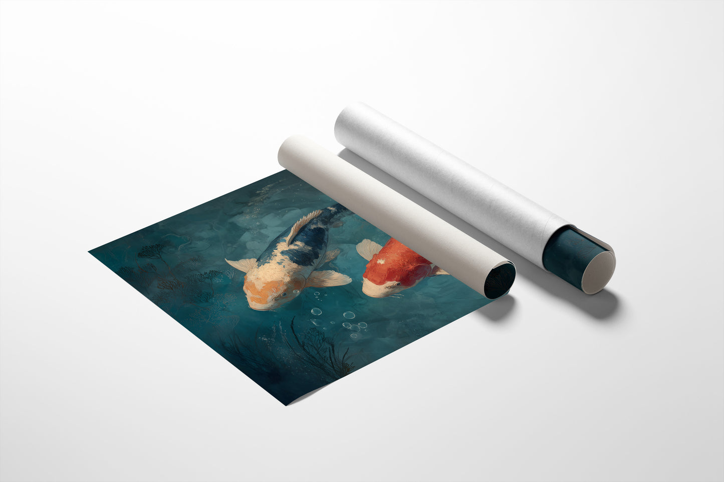 Koi Circle Through Teal Depths