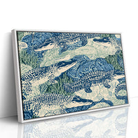 Alligators In Block Print Blue