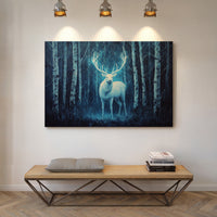Moonlit Stag Among Birch Trees