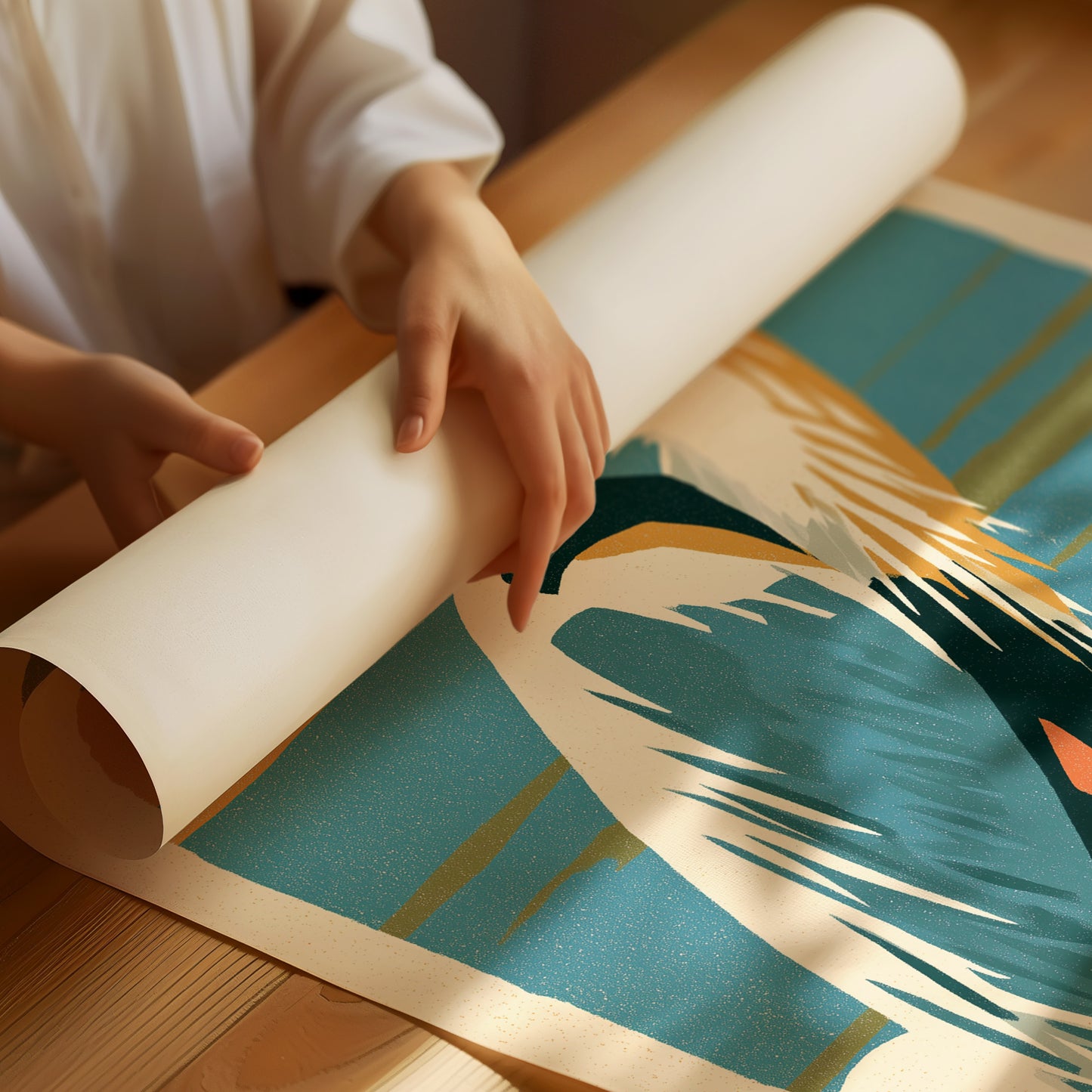 Great Blue Heron in Retro Print