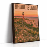 Red Lighthouse Cliffside Sunset