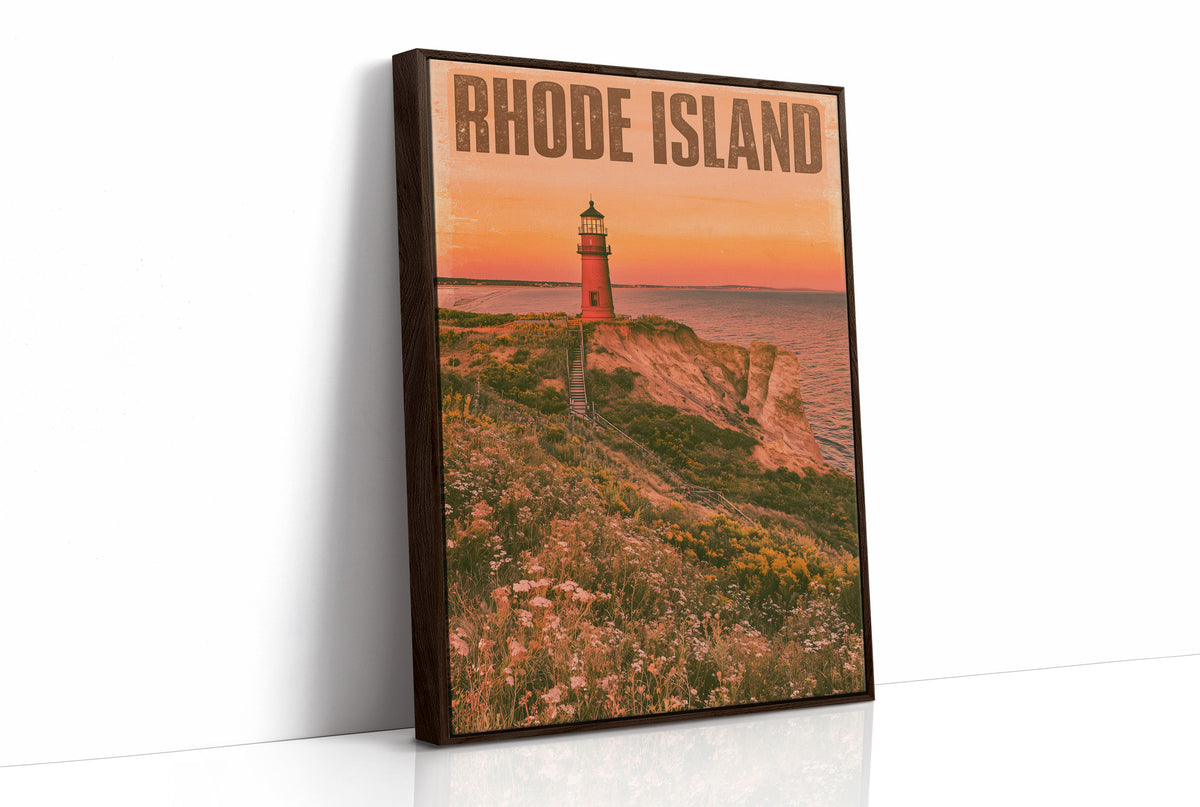 Red Lighthouse Cliffside Sunset