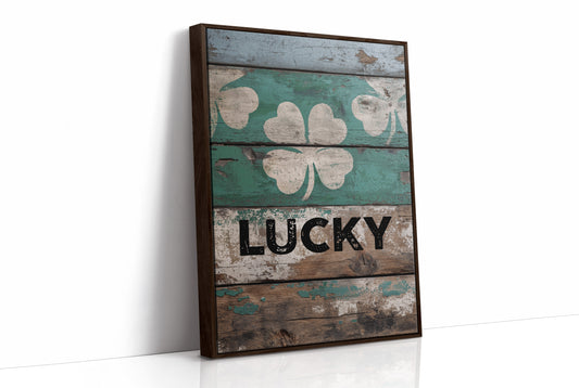 Painted Lucky on Old Wood