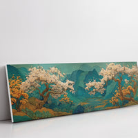 Cherry Blossoms Over Tranquil Mountain Lake