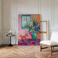 Wooden Horse By Summer Window