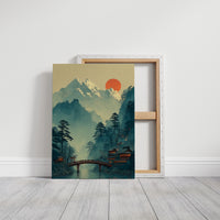 Sacred Bridge Beyond Misty Peaks