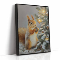 Winter Squirrel Finds Pine Cone Magic