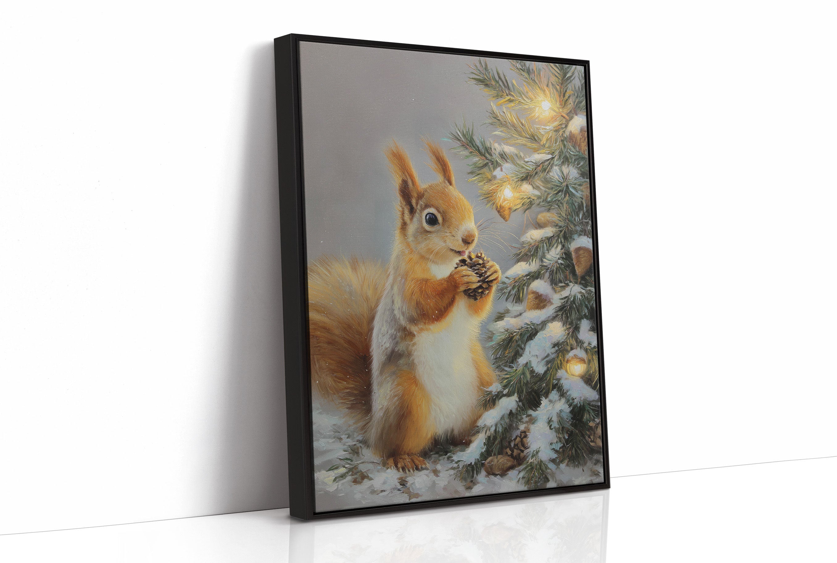 Winter Squirrel Finds Pine Cone Magic